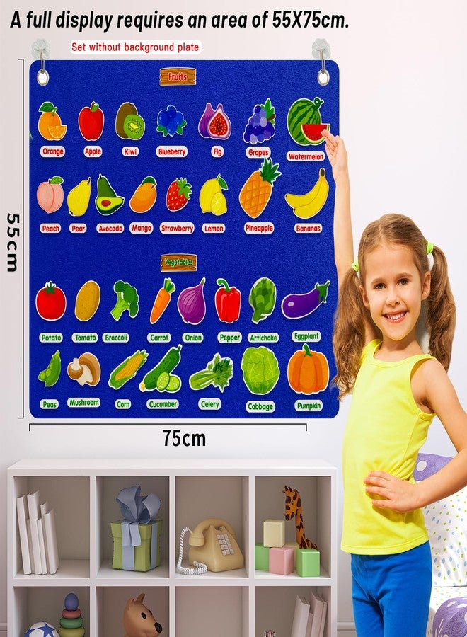 PENGFULL Felt Fruits and Vegetables Learning Pieces,62 Felt Flannel Board Pieces,Learn Common Fruits and Vegetables and Words for Kindergarten,Preschool,Toddlers - Image 5